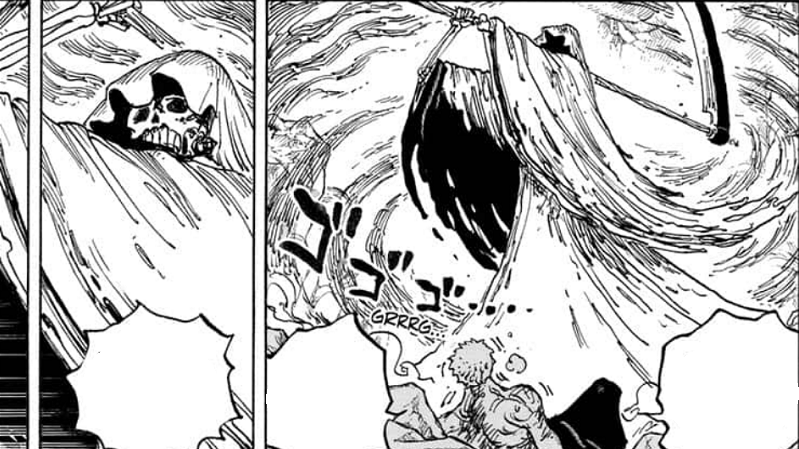 Makhluk misterius yang muncul di hadapan Zoro di One Piece bab 1038. (Dok. Shueisha/One Piece)