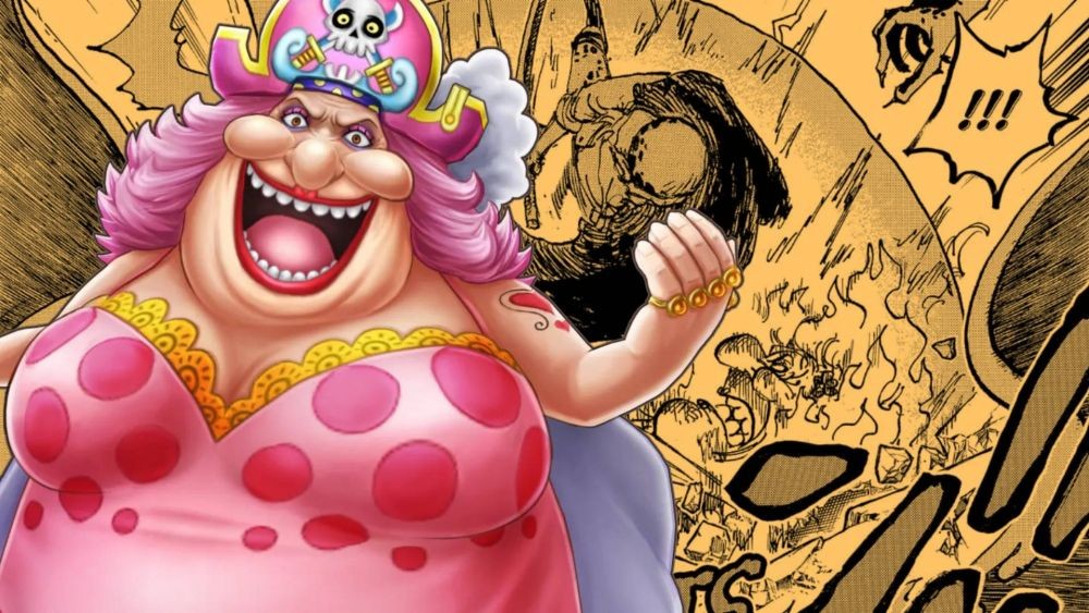 Big Mom di momen terkena serangan Eustass Kid. (Dok. Bandai Namco/One Piece Thousand Storm, Dok. Shueisha/One Piece)