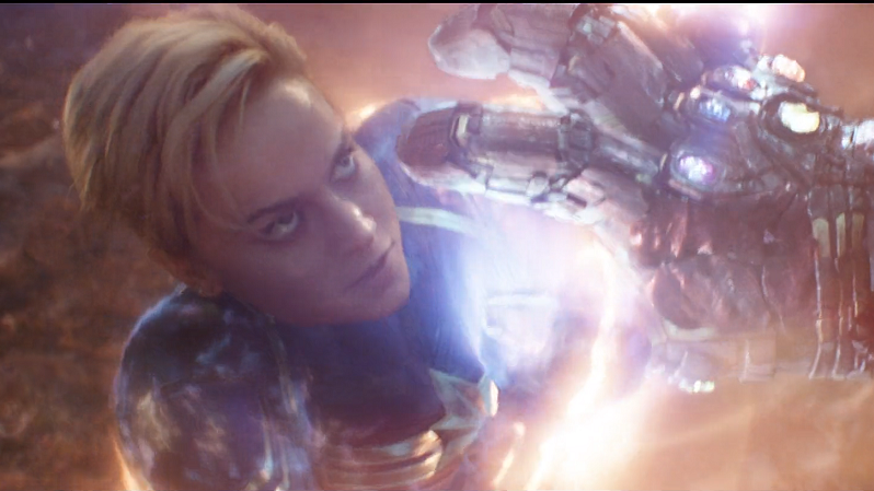 Captain Marvel menahan tangan Thanos. (Dok. Marvel Studio/Avengers: Endgame)