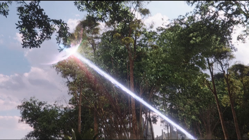 Stormbreaker melawan tembakan energi Infinity Gauntlet. (Dok. Marvel Studio/Avengers: Infinity War)