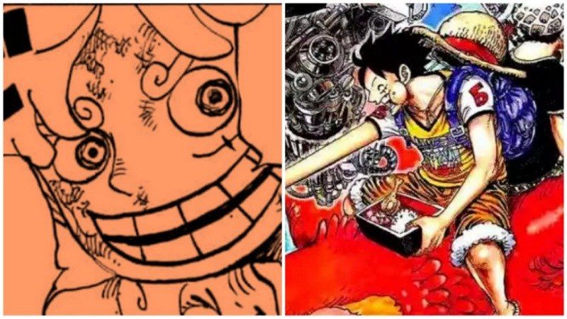Wujud Gear 5 Luffy dan gambar di bab 985. (Dok. Shueisha/One Piece)
