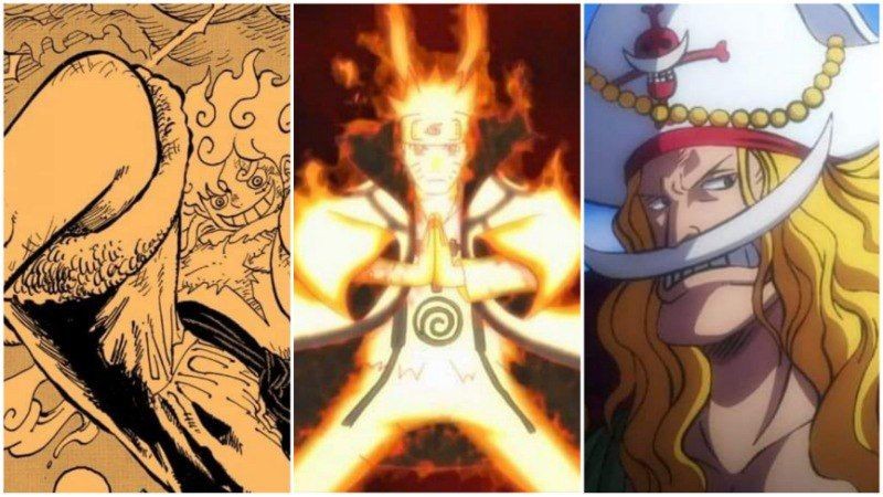Luffy, Naruto, dan Shirohige. (Dok. Shueisha/One Piece, Naruto)