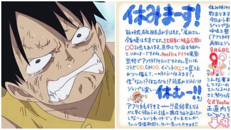 Luffy dan pesan Eiichiro Oda. (twitter.com/Eiichiro_Staff)