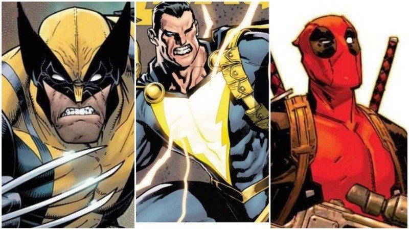 Wolverine, Black Adam, Deadpool. (Dok. Marvel Comics, dok. DC Comics)
