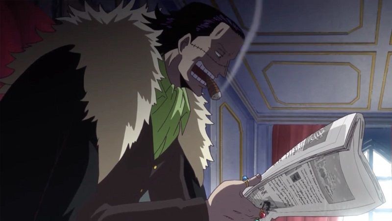 Crocodile membaca koran. (Dok. Toei Animation/One Piece)