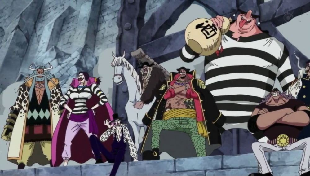 Kurohige dan krunya, yang kemudian jadi Titanic Captain. (Dok. Toei Animation/One Piece)