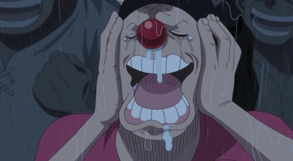Buggy menangis saat eksekusi Roger. (Dok. Toei Animation/One Piece)