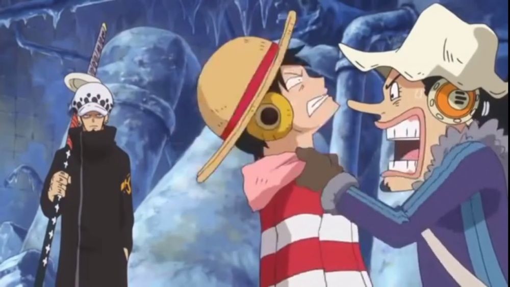 Trafalgar Law, Monkey D. Luffy, dan Usopp. (Dok. Toei Animation/One Piece)