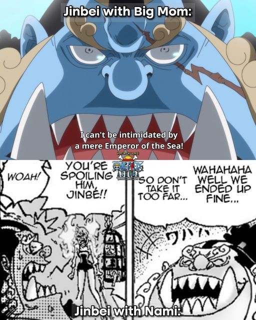 11 Meme Jinbe Takut Sama Nami di One Piece Terkocak