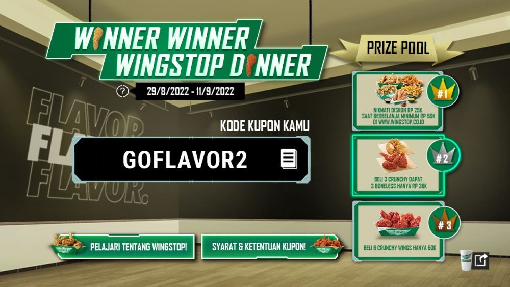 Kolaborasi PUBG MOBILE x Wingstop Hadir! Tukar Voucher Pesanan, Lho!