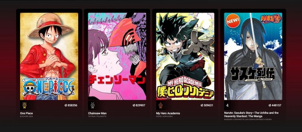 4 besar manga paling dilihat di Manga Plus. (mangaplus.shueisha.co.jp)