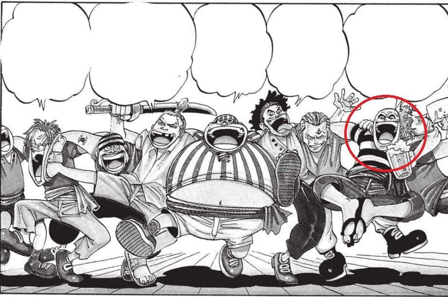 Anggota kelompok Shanks di bab 1, Bonk Punch dilingkari. (Dok. Shueisha/One Piece)