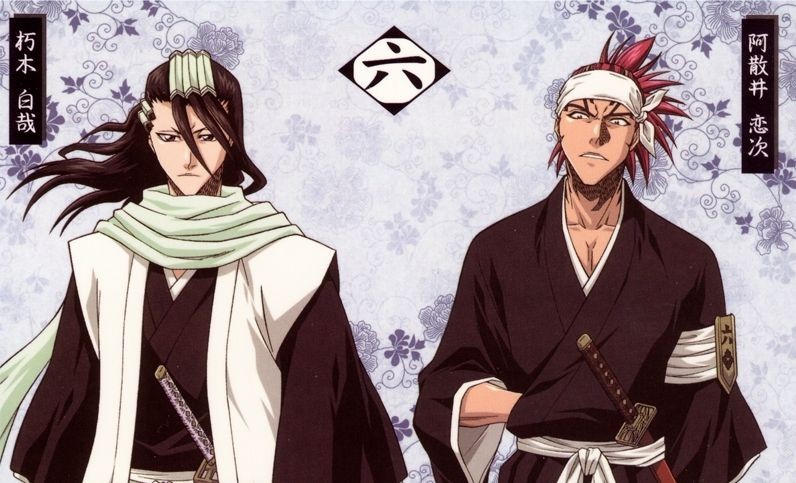 Byakuya Kuchiki dan Renji Abarai dari Squad 6 Gotei 13. (Dok. Shueisha/Bleach)