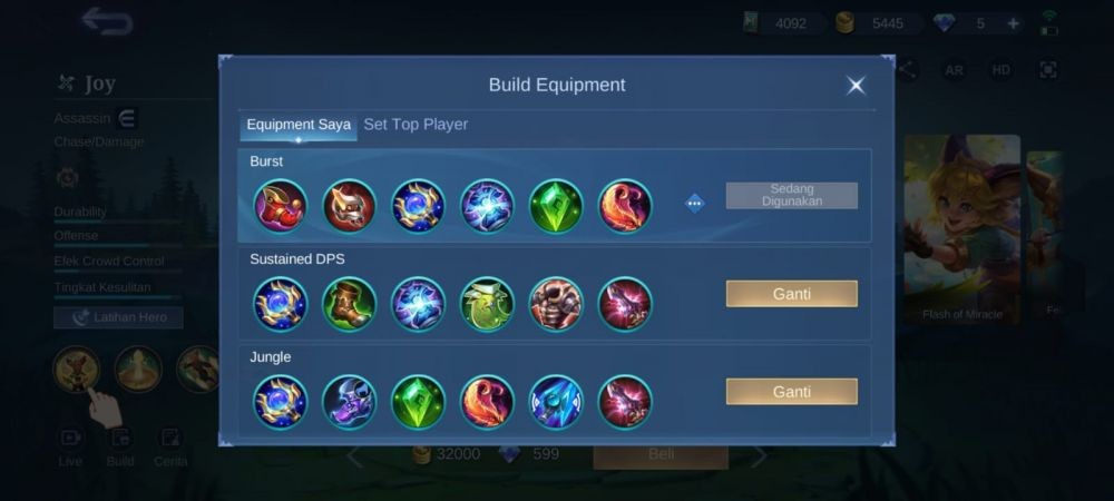 item build Joy tersakit