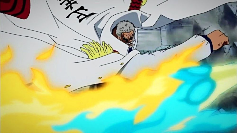 Garp menghajar Marco. (Dok. Toei Animation/One Piece)