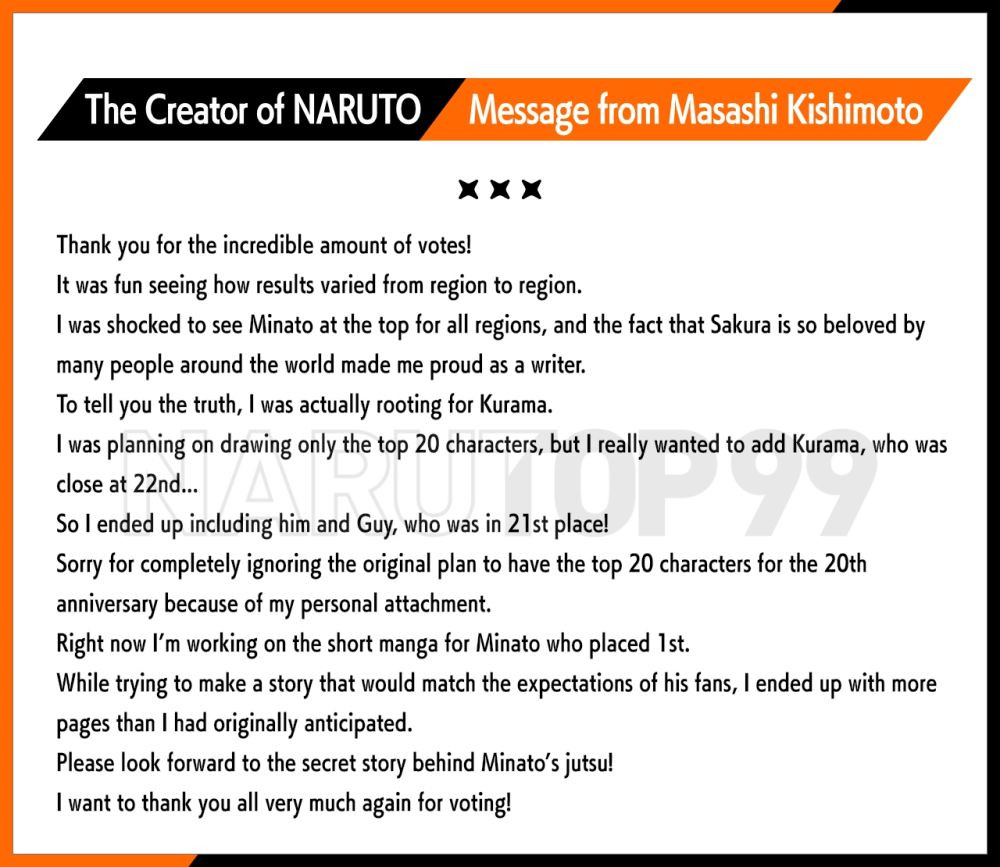 Masashi Kishimoto Ternyata Mendukung Kurama di NARUTOP99!