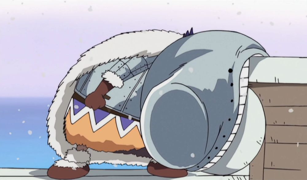 Wapol memakan bagian Going Merry. (Dok. Toei Animation/One Piece)