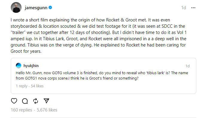 Ini Kisah Rocket Bertemu Groot Menurut James Gunn