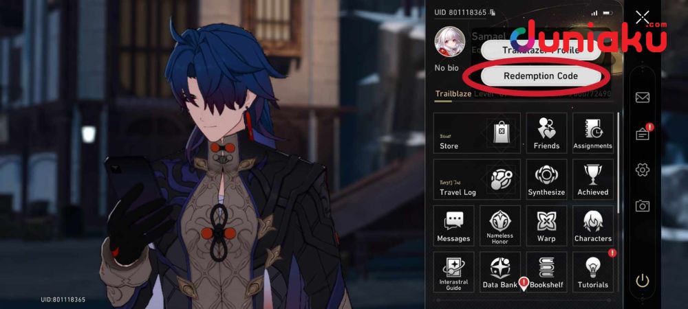 Tutorial redeem kode, screenshot oleh Fahrul Nurullah. (Dok. HoYoverse/Honkai: Star Rail)