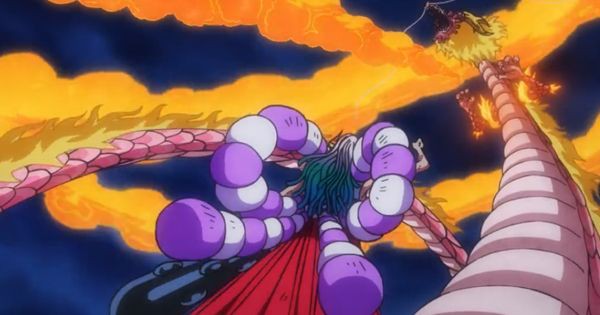 Momonosuke berhasil membuat awan api - One Piece