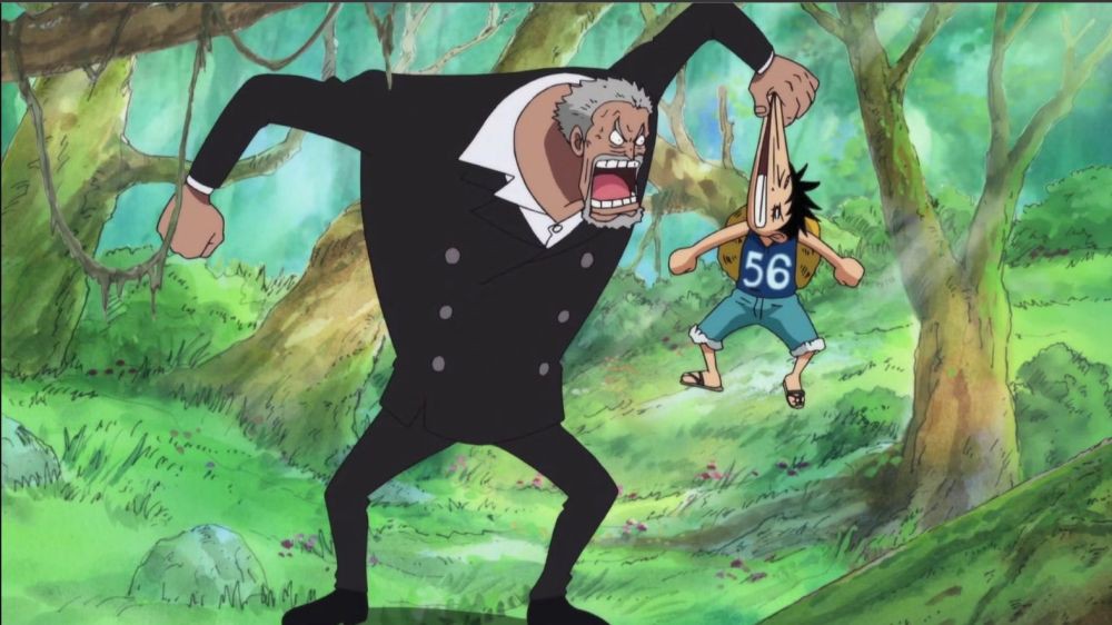 Garp dan Luffy. (Toei Animation, Eiichiro Oda/One Piece