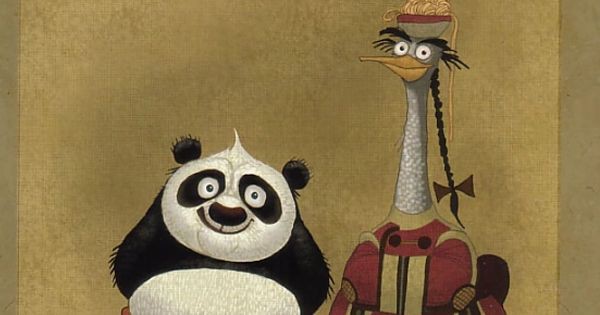 Lukisan Po kecil dengan ayah asuhnya - Kung Fu Panda
