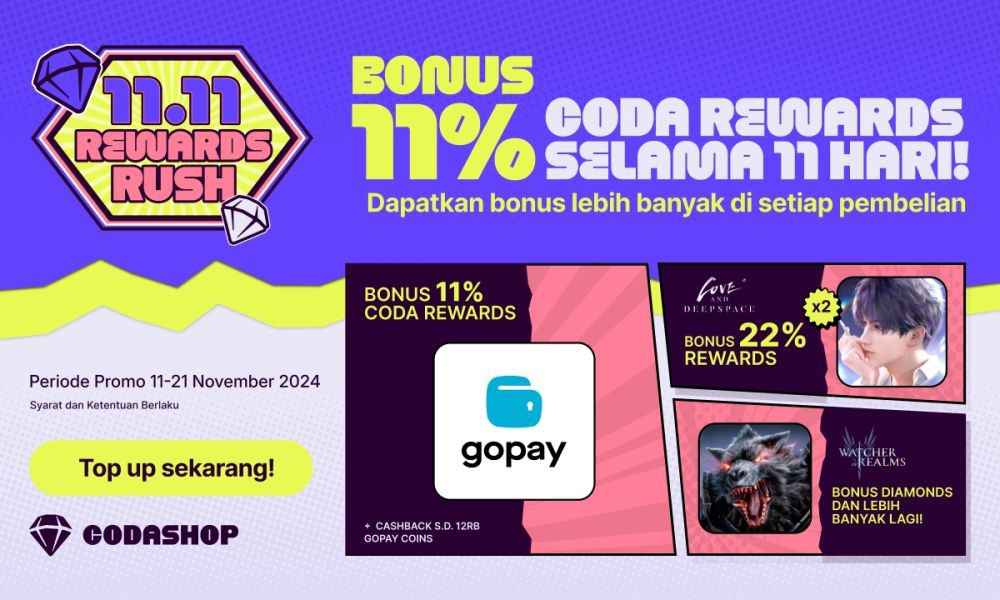 Codashop Hadirkan 11.11 Rewards Rush, Bonus Gede Love and Deepspace!