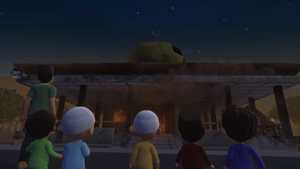 Masjid Kampung Durian Runtuh terbakar - Upin & Ipin