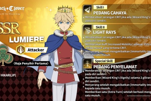 Begini Kekuatan Karakter SSR  Lumiere di Black Clover M! 