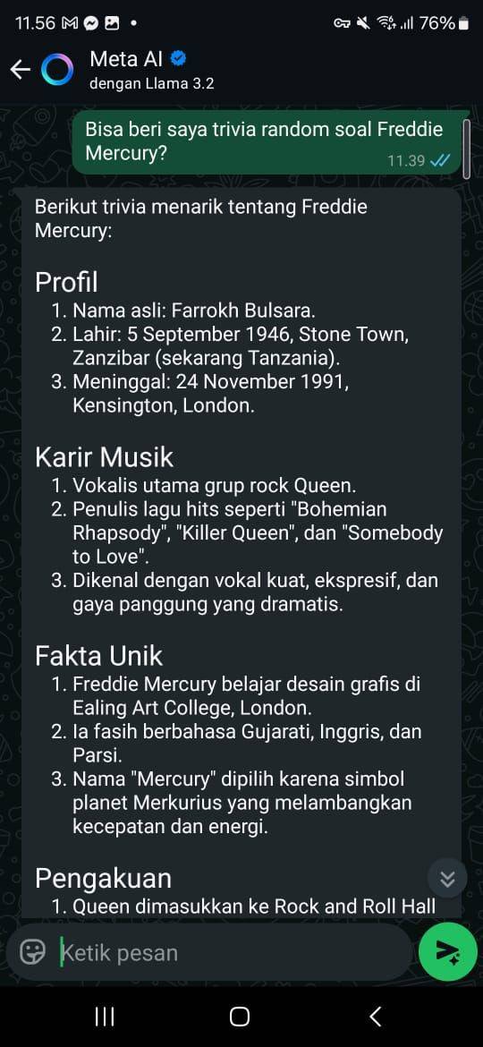 Hasil eksperimen Fahrul Razi dengan Meta AI. (Dok. Meta, Duniaku.com/Fahrul Nurullah)