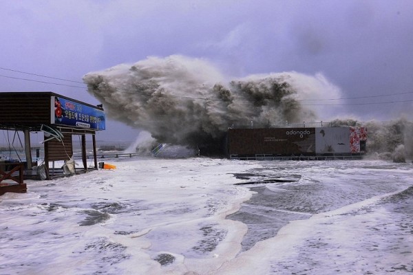 Layaknya Tsunami Dahsyatnya Topan Chaba Di Busan Terekam Dalam