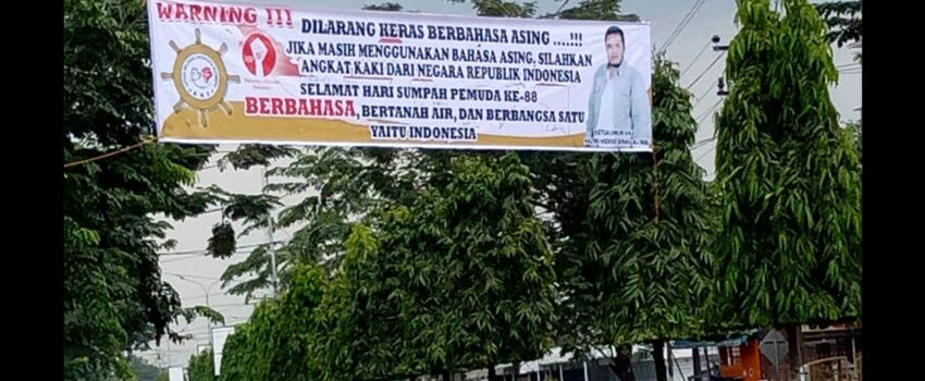 VIRAL: Spanduk 'Dilarang Pakai Bahasa Asing' Terpasang di Tanjung Balai, Ini Isinya