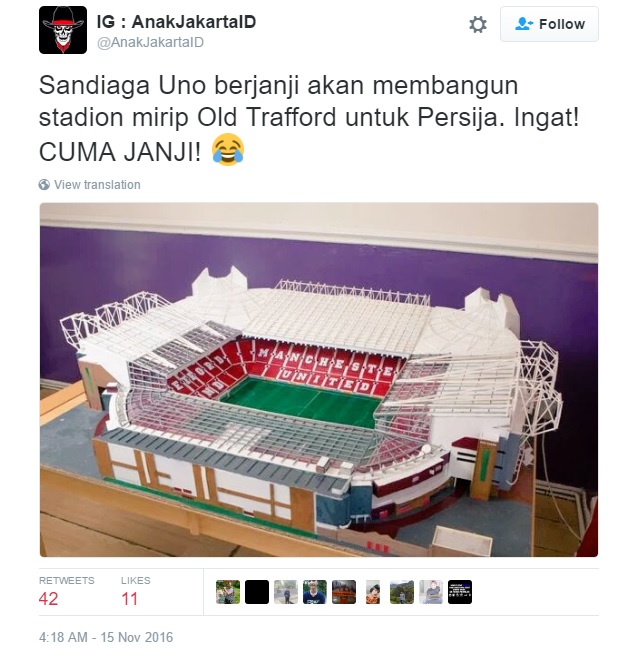 Anies-Sandi Janji Bangun Stadion Sekelas Old Trafford, Ini Reaksi Netizen!