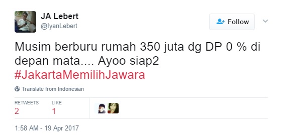 Anies-Sandiaga Unggul Quick Count, Netizen Tagih Rumah DP Rp 0