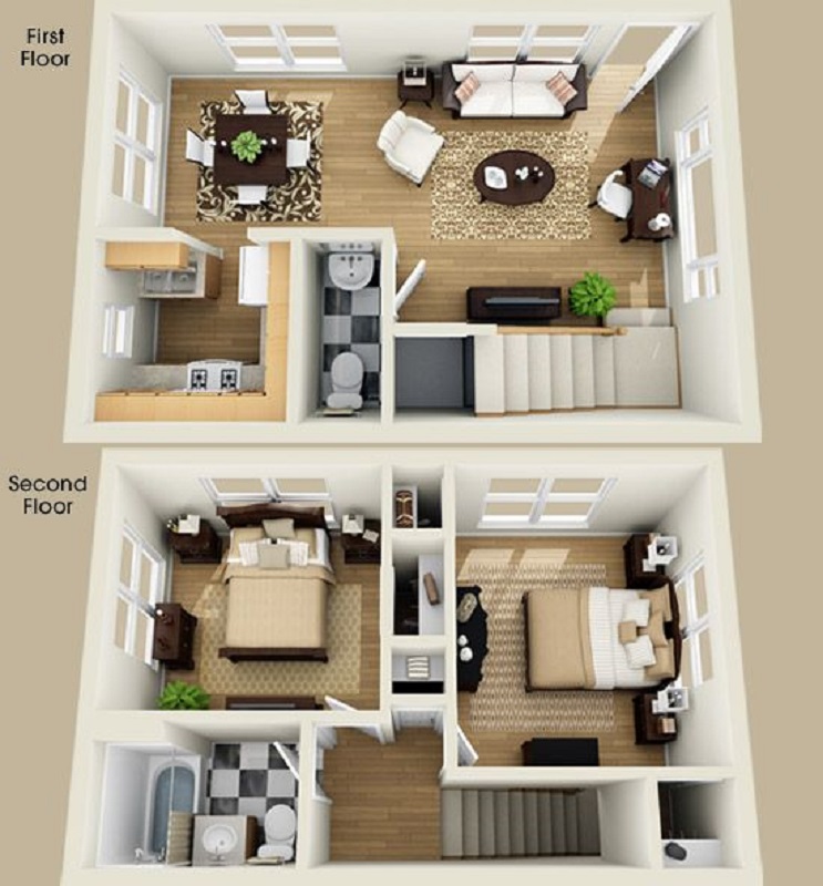 21 Desain Unik Rumah Mungil Dua Lantai Buat Keluarga Baru