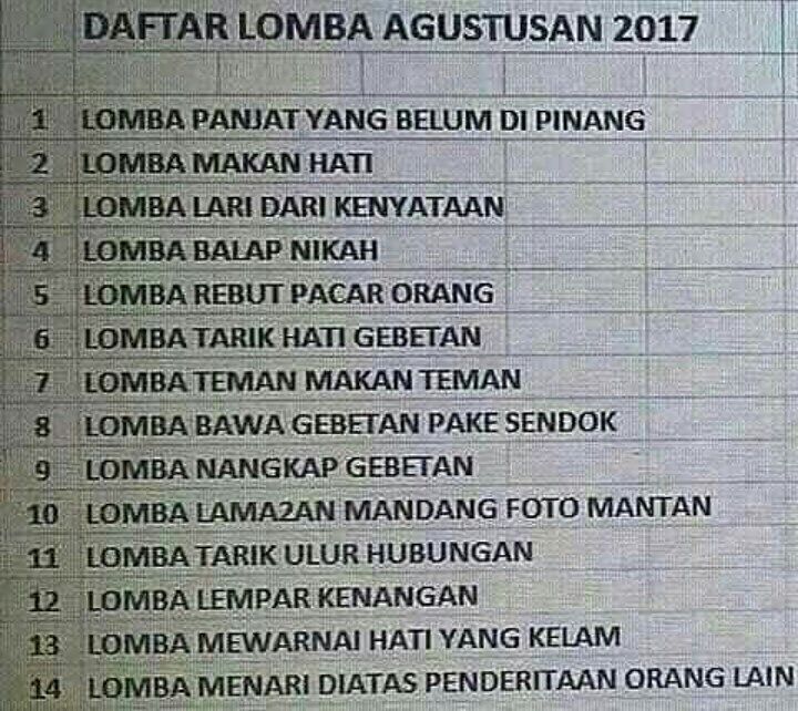 Lagi Ramai #Lomba17an, Ini Ide Lomba Konyol dari Netizen