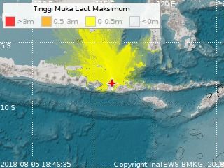 BMKG: Tsunami 10-15 Cm Sudah Masuk Daratan Lombok