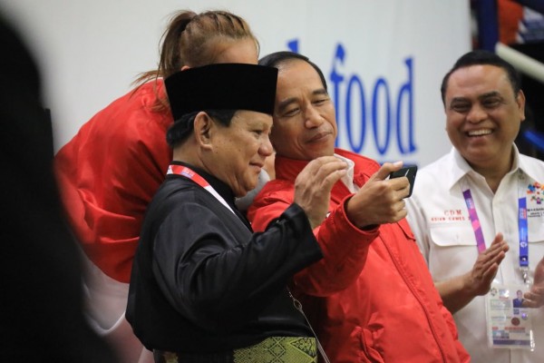 Prabowo Subianto bersama Presiden Joko Widodo di Asian Games 2018 | IDN times