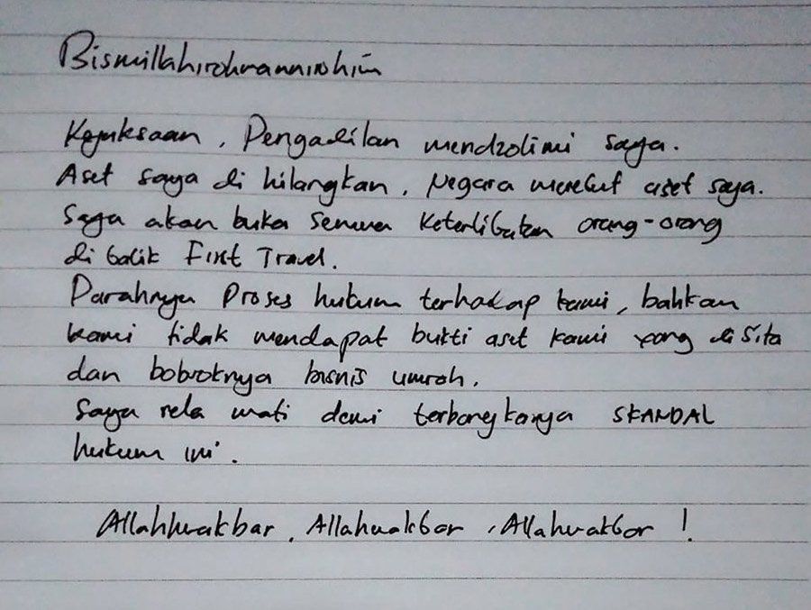 Viral Surat Bos First Travel, Ancam Orang-orang yang Terlibat Skandal 