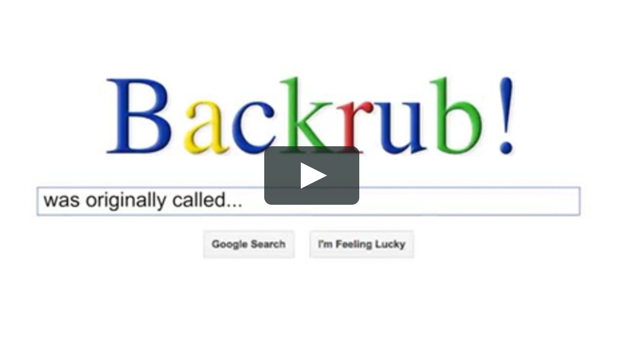 Backrub logo. Backrub Google.