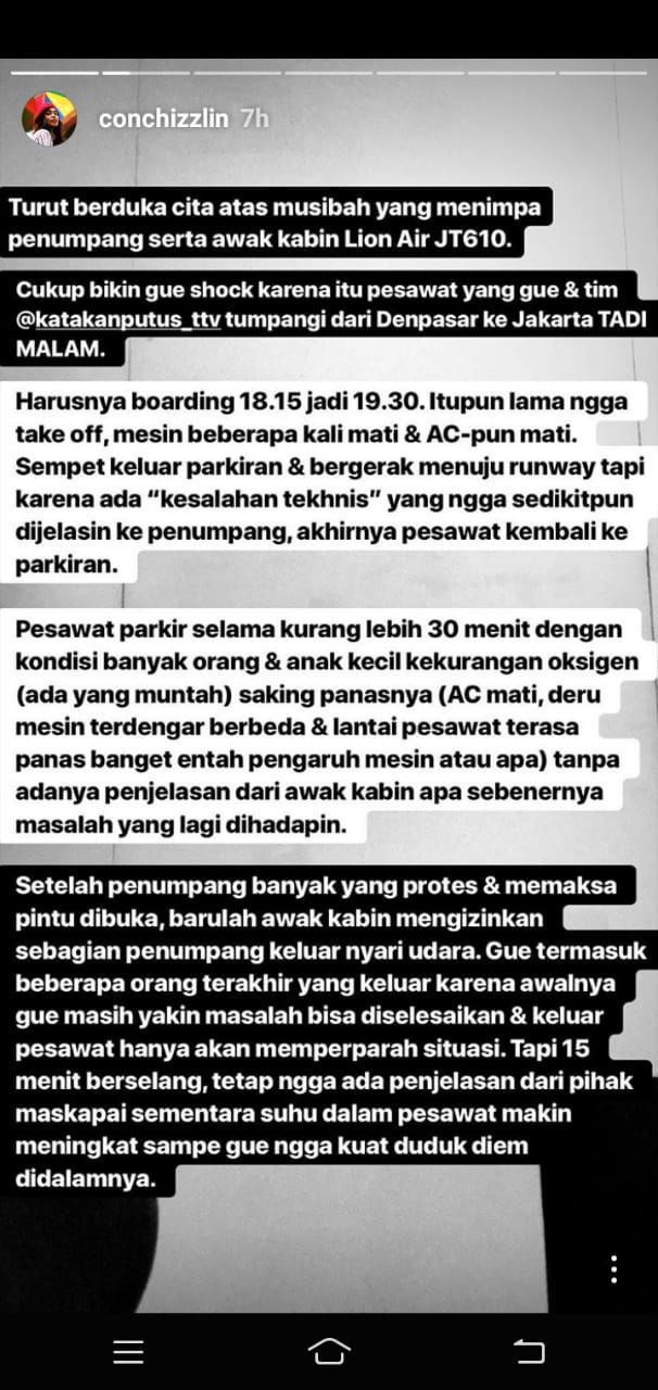 Kisah Presenter TV Naik Lion Air JT 610 dari Denpasar, Mesinnya Mati