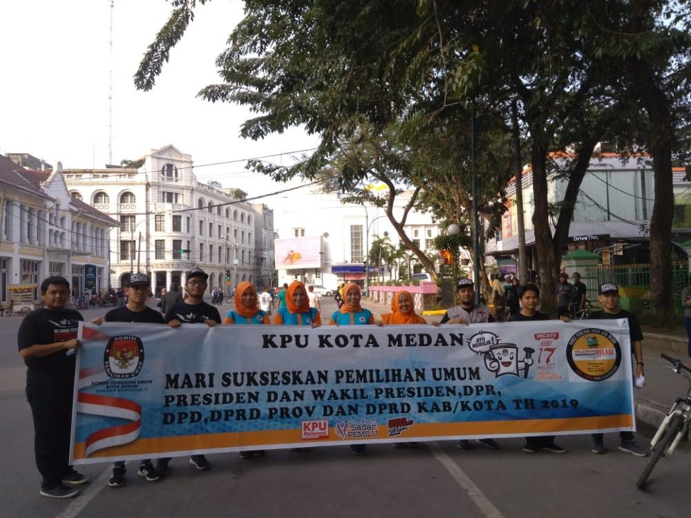KPU Medan Sosialisasi Pemilu Serentak 2019 di Area Car Free Day