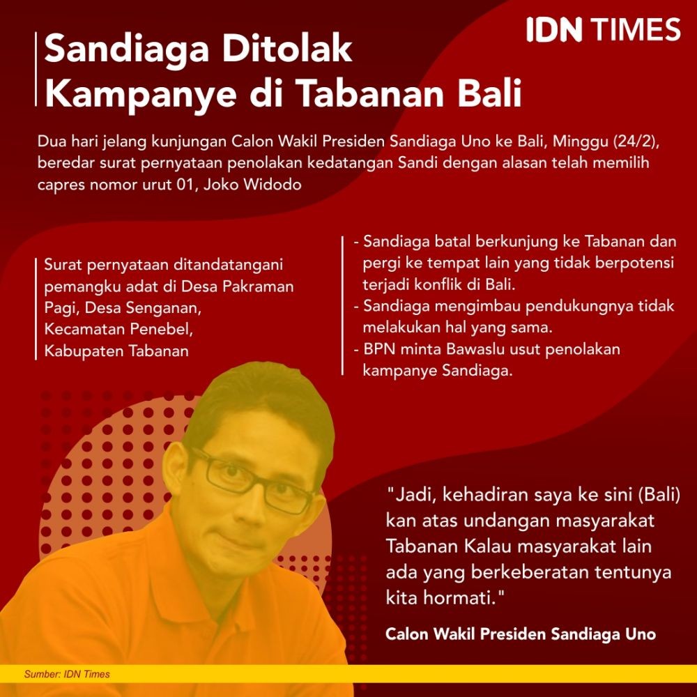 Sandiaga ke Jembrana, Pendukung Jokowi Bentangkan Spanduk