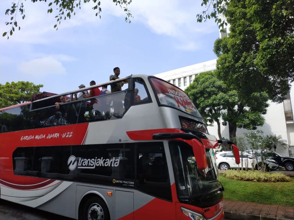 Timnas U-22 Arak-arakan ke Istana Negara Gunakan Bus Persija Jakarta