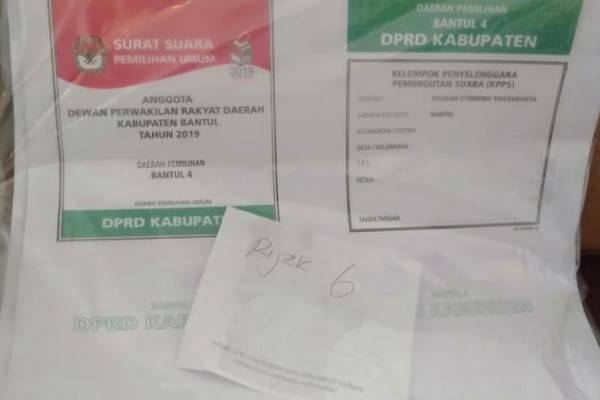 Kerusakan Surat Suara Pemilu Di KPU Bantul Capai 0,43 Persen