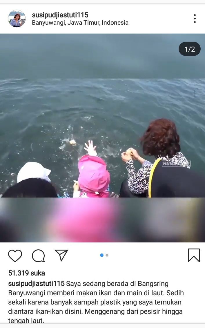 Berlibur ke Banyuwangi, Susi Ajak Cucu Snorkeling hingga Bersih Sampah