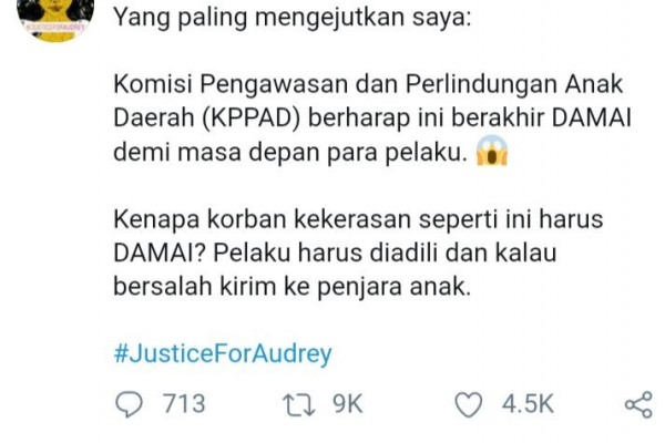Tagar Justice For Audrey Sedang Marak Di Medsos Ini Kata Psikolog