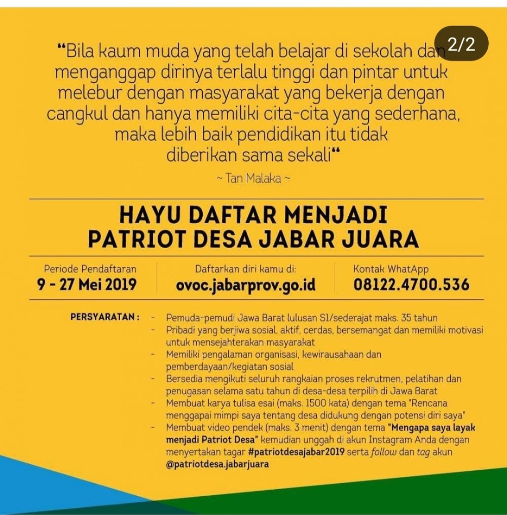 1.010 Millennnial Siap Bantu Pembangunan Daerah Melalui Patriot Desa 