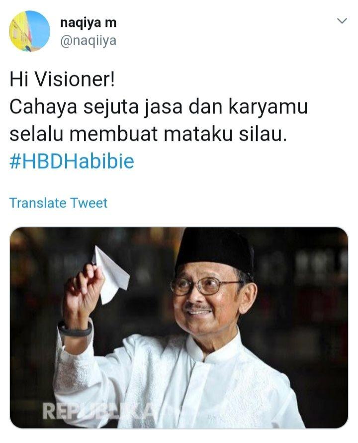 Habibie Ulang Tahun ke-83, Warganet Ramai Beri Ucapan di Twitter