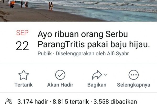 Viral Ajakan Serbu Pantai Parangtritis Pakai Baju Warna Hijau